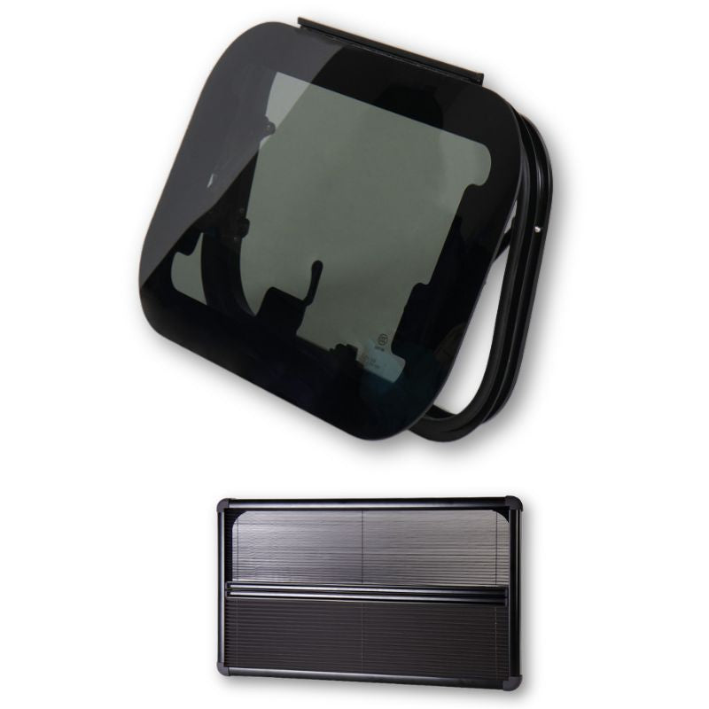 Carbest  RW Eco finestre a compasso in vetro con oscurante nero