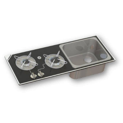 Carbest piano cottura in vetro nero con lavandino in inox