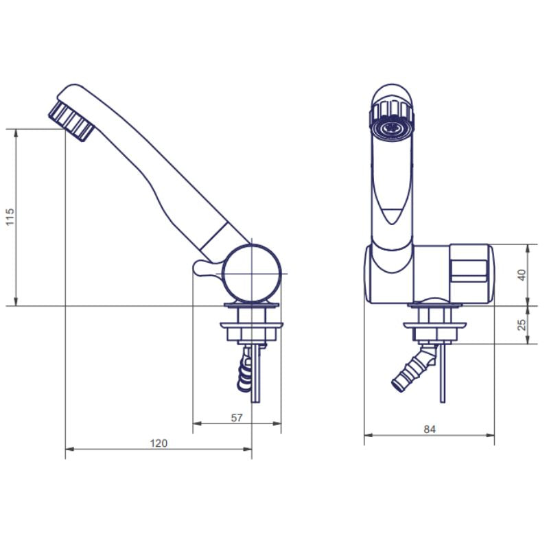 Comet London rubinetto disegno tecnico misure
