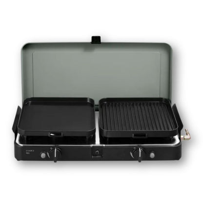 Dometic-Cadac 2 Cook 3 Pro Deluxe vista frontale con piastre