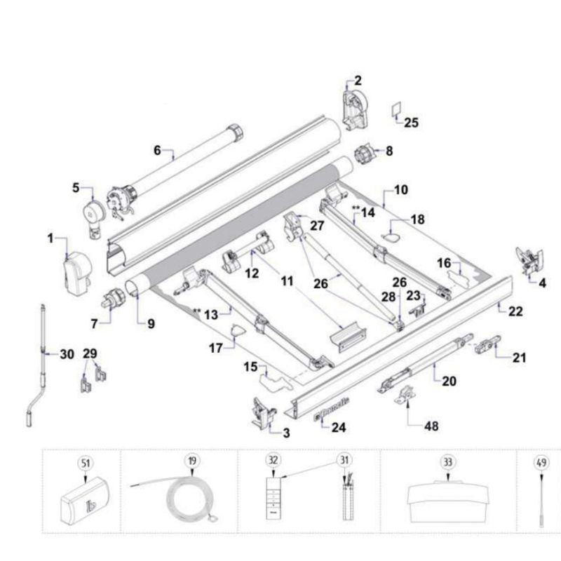 Dometic ricambi originali per tendalino Perfect Wall 1500