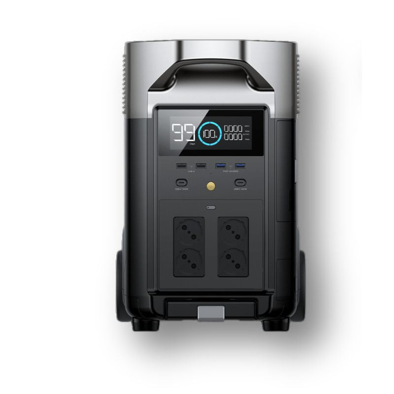 EcoFlow Delta Pro vista frontale uscite