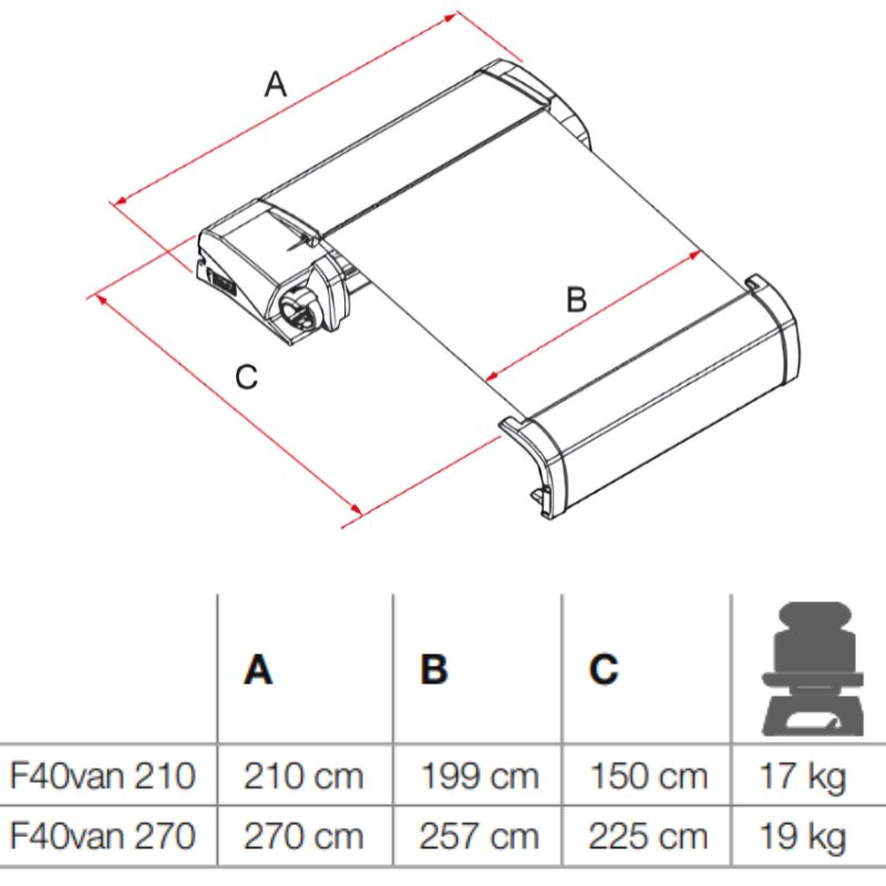 Fiamm F40VAN disegno tecnico misure