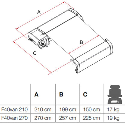 Fiamm F40VAN disegno tecnico misure