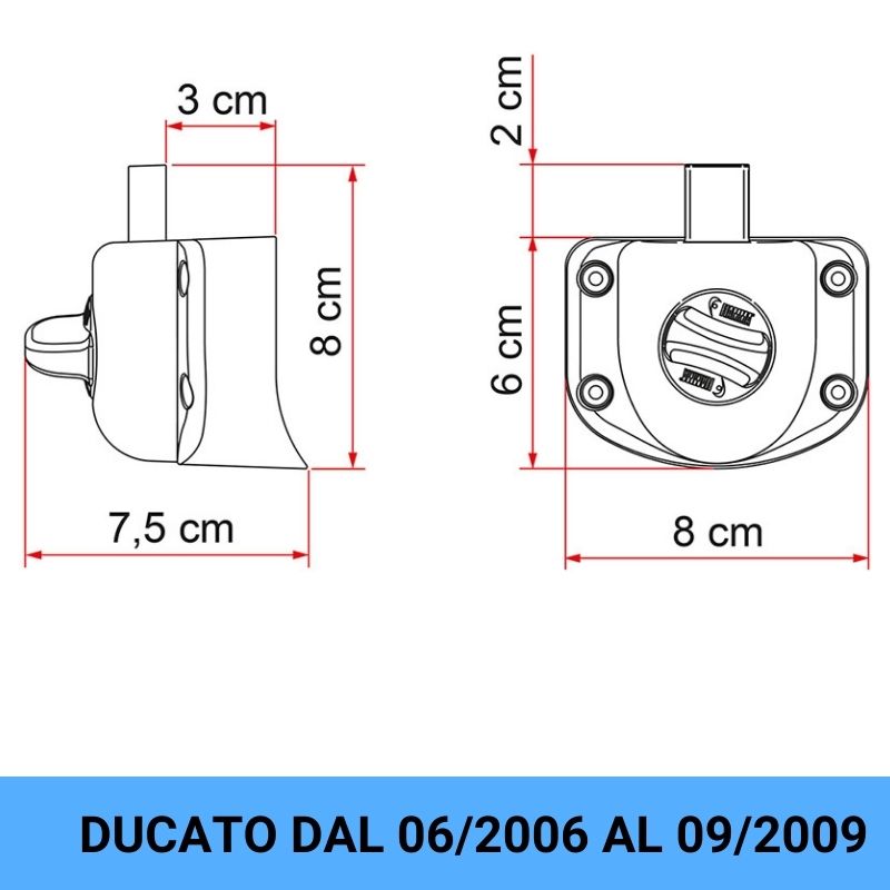 Fiamma Safe Door Guardian per Fiat Ducato 2006-2009 disegno tecnico misure