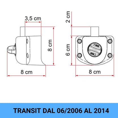Fiamma Safe Door Guardian per Ford Transit 2006-2014 disegno tecnico misure