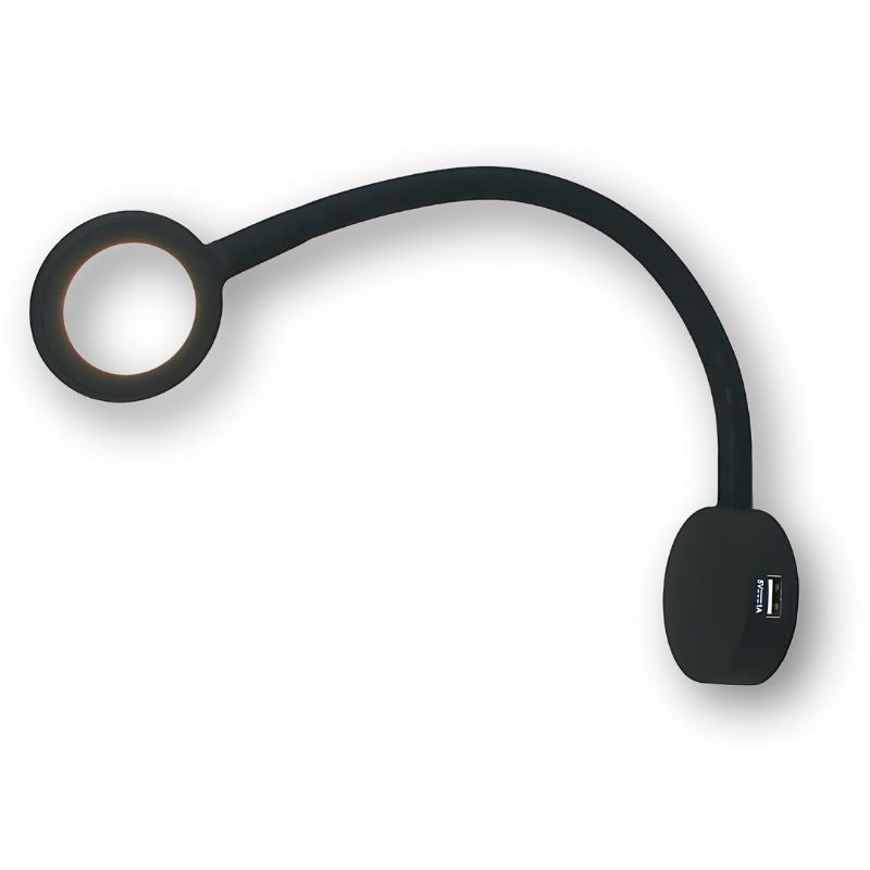 Haba Verona faretto LED 12V nero con braccio snodato e prese USB