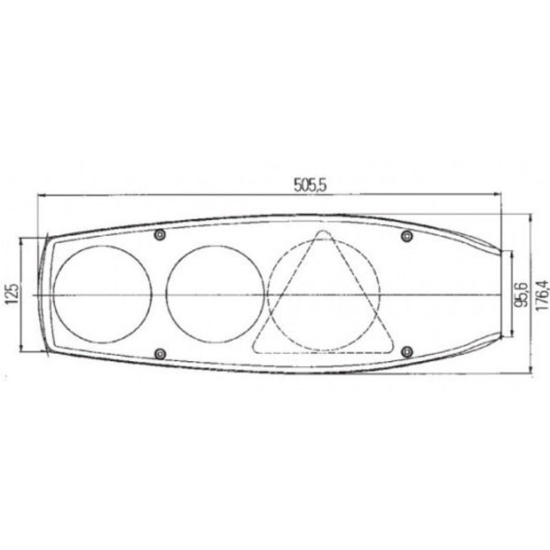 Hella Caraluna II Plus Chromium disegno tecnico misure