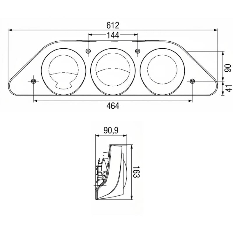 Hella Caraluna Modular fanale posteriore verticale disegno tecnico misure