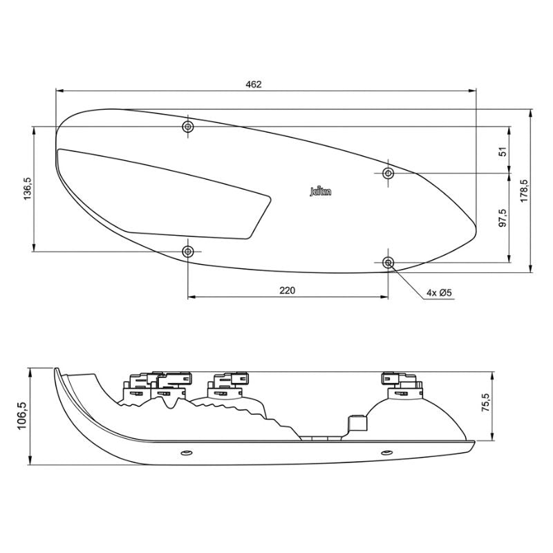 Jokon L3000 fanale posteriore disegno tecnico misure