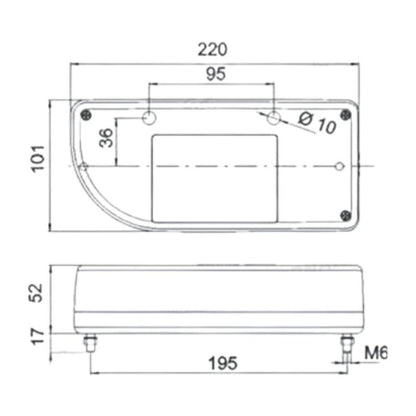 Jokon L821 fanale posteriore disegno tecnico misure