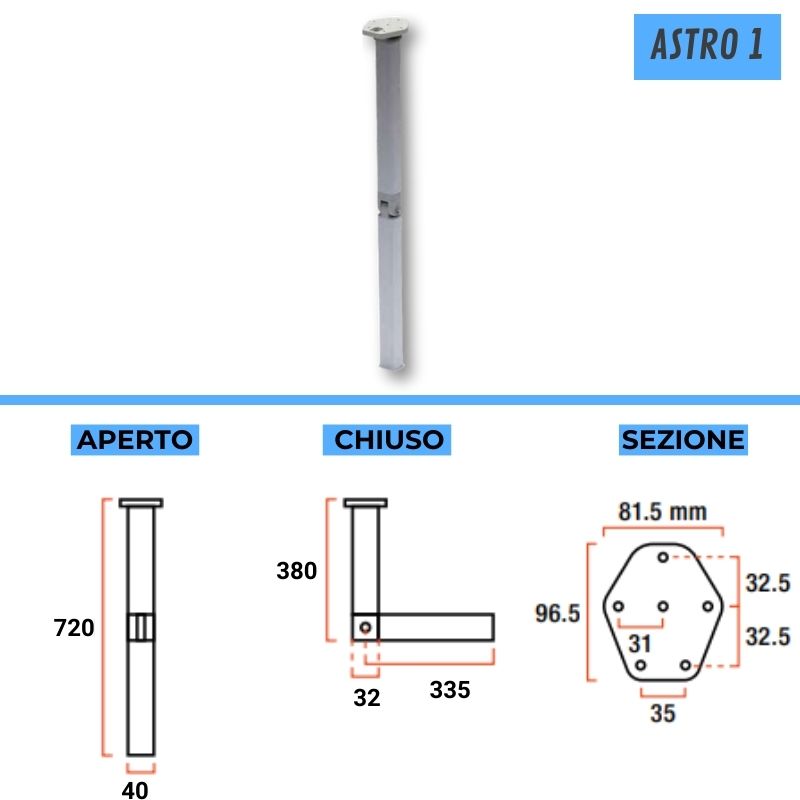 Lippert Serie Astro 1 gamba pieghevole tavolo camper