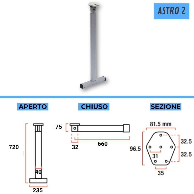 Lippert Serie Astro 2 gamba pieghevole tavolo camper