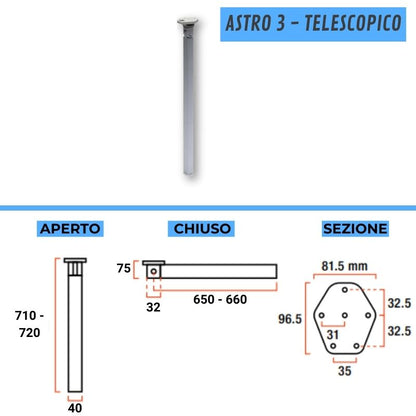 Lippert Serie Astro 3 telescopico gamba pieghevole tavolo camper