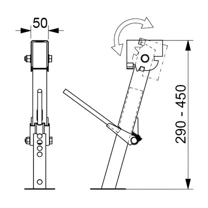Lippert Stabilizing Jack 290-450mm disegno tecnico misure
