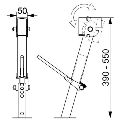 Lippert Stabilizing Jack 390-550mm disegno tecnico misure