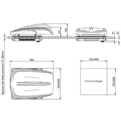 RV Basic EXTRAFAN disegno tecnico misure