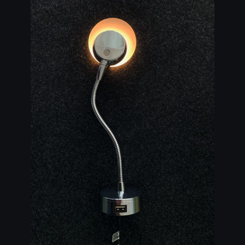 RV Basic faretto LED 12V flessibile, touch con presa USB