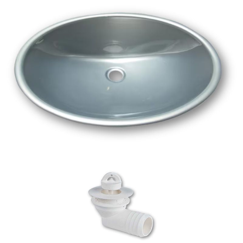 RV Basic lavandino ovale silver con piletta angolata