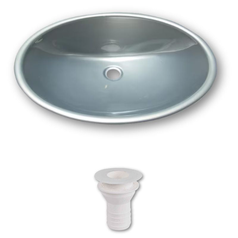 RV Basic lavandino ovale silver con piletta dritta 25mm