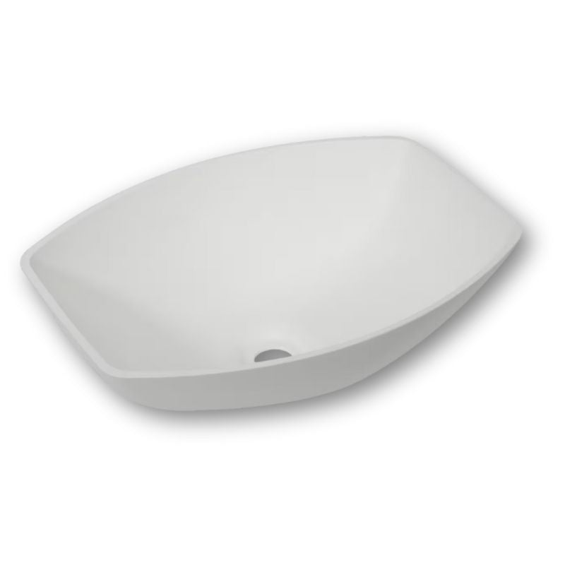 RV Basic lavandino semiovale bianco a sbalzo vista laterale