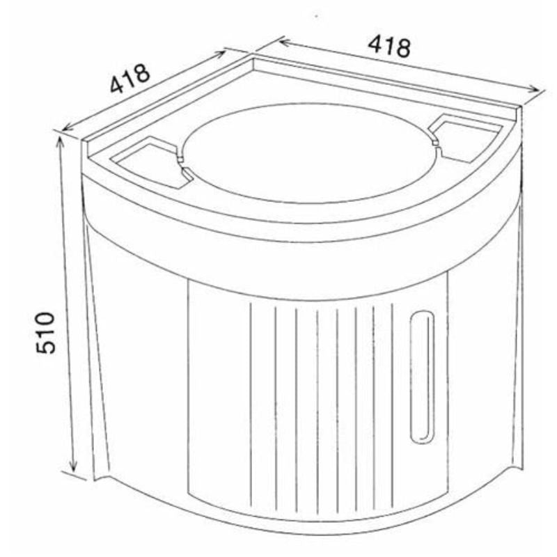 RV Basic mobile angolare con lavandino disegno tecnico misure