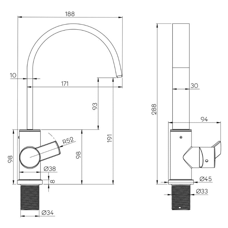 Reich Contur S90 disegno tecnico misure