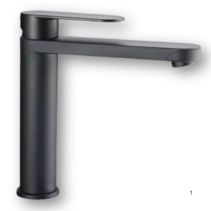 Reich Linnea L Matt Black miscelatore con microinterruttore e canna girevole