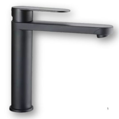 Reich Linnea L Matt Black miscelatore con microinterruttore e canna girevole