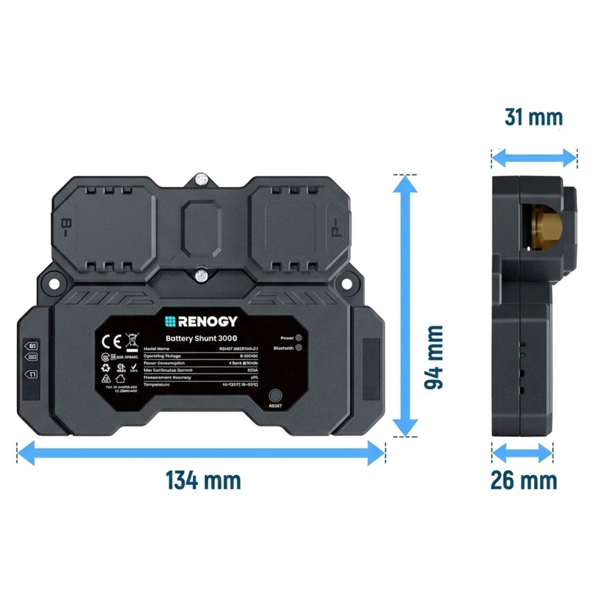 Renogy Battery Shunt 300 disegno tecnico misure