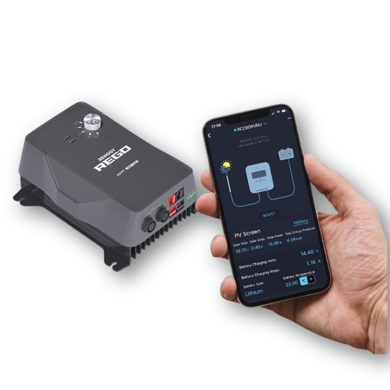 Renogy REGO 60A monitorabile da APP Bluetooth
