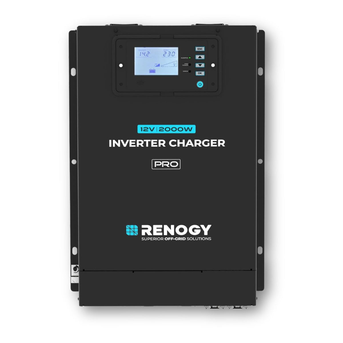 Renogy inverter caricabatterie Pro 12V 2000W 80A vista frontale