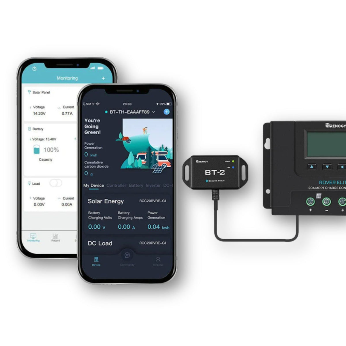 Renogy modulo Bluetooth BT-2 esempio  collegamento dispositivo