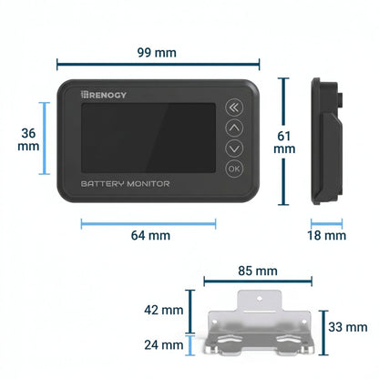 Renogy monitor batteria RBM500 disegno tecnico misure