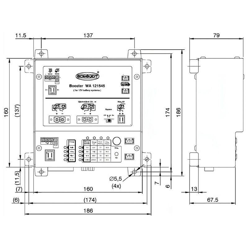Schaudt WA 121545 disegno tecnico misure