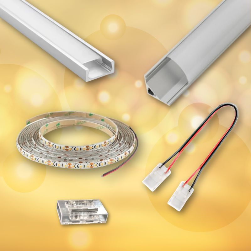 Strisce LED 12V (DC), connettori e barre