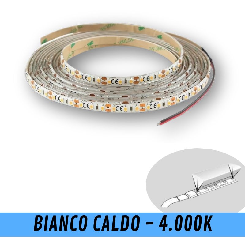 Striscia LED 12V (DC) 5m colore bianco caldo 3000K