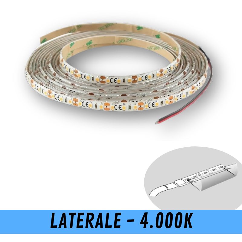 Striscia LED 12V (DC) 5m colore bianco caldo 3000K luce laterale