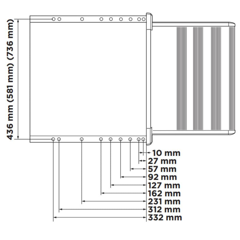 Thule Slide-Out Step 12V disegno tecnico misure