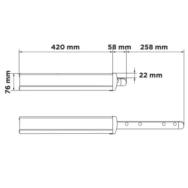 Thule Slide-Out Step 12V disegno tecnico misure laterale