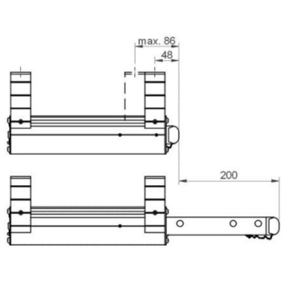 Thule Slide Out manuale aperto disegno tecnico misure vista laterale