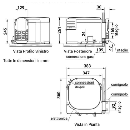 Truma BG 10 &amp; BGE 10 disegno tecnico misure