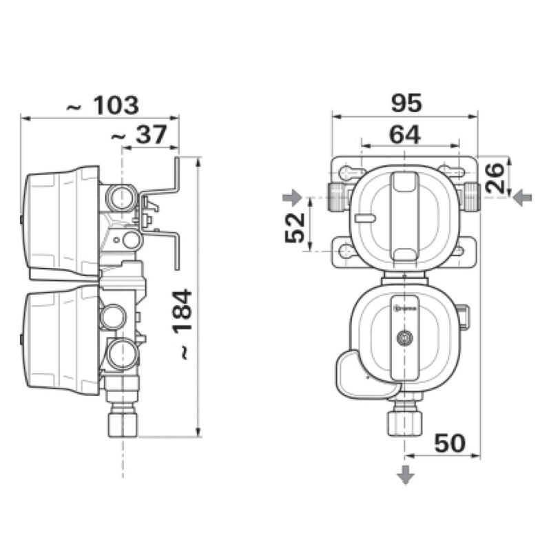 Truma Duocontrol verticale disegno tecnico misure