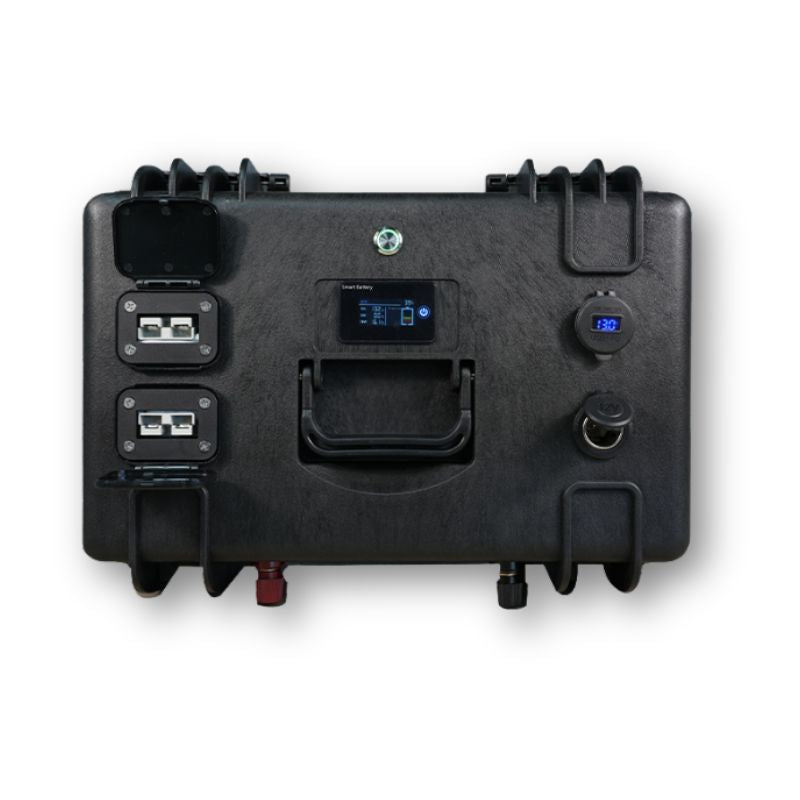 Ultimatron powerstation impermeabile 12V dettaglio pannello frontale uscite