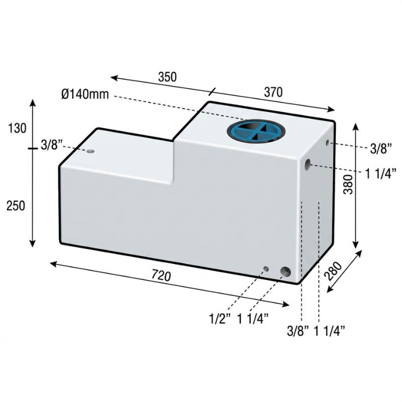Vecam serbatoio sagomato bianco 58L