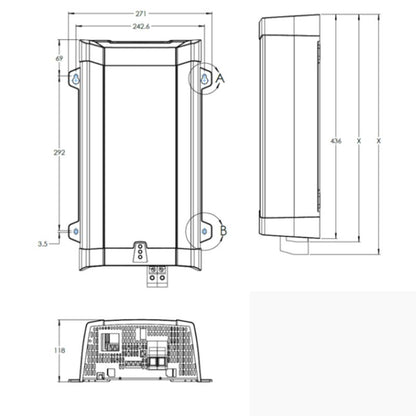 Victron Energy Multiplus 12/1600/70 disegno tecnico misure