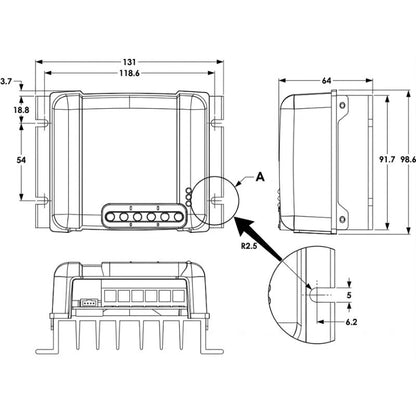 Victron Energy Smartsolar 100/30 e 100/50 disegno tecnico misure