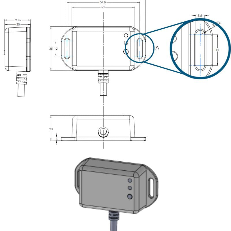 Victron Energy dongle bluetooth disegno tecnico misure