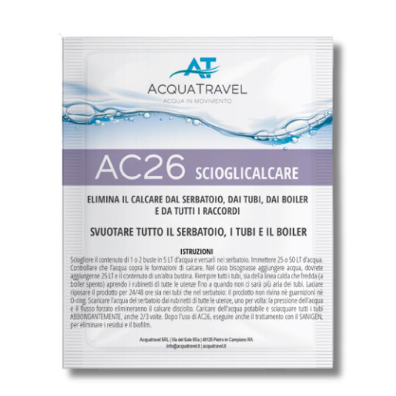 AcquaTravel AC26 bustine scioglicalcare impianto camper
