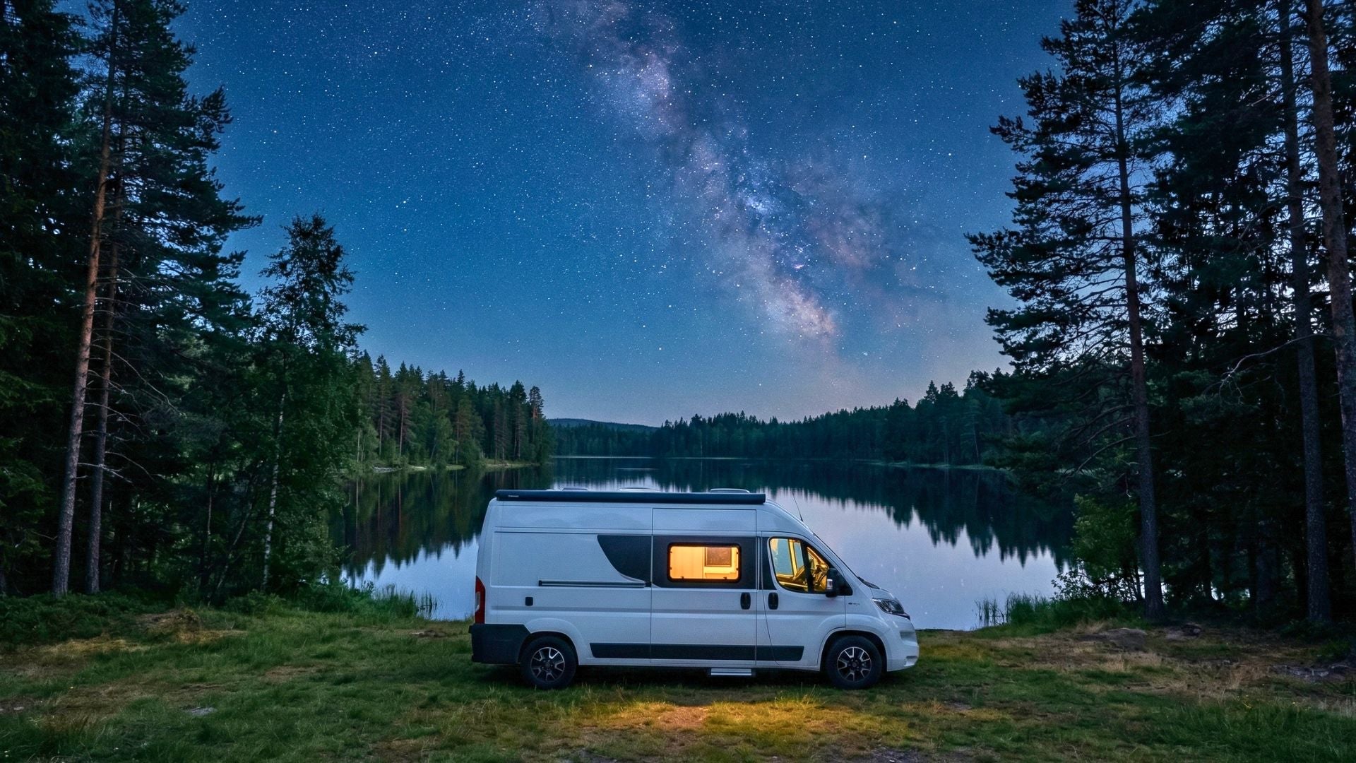 Camper in sosta libera nella natura